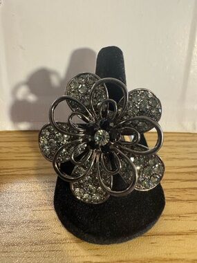 New flower rhinestone adjustable ring